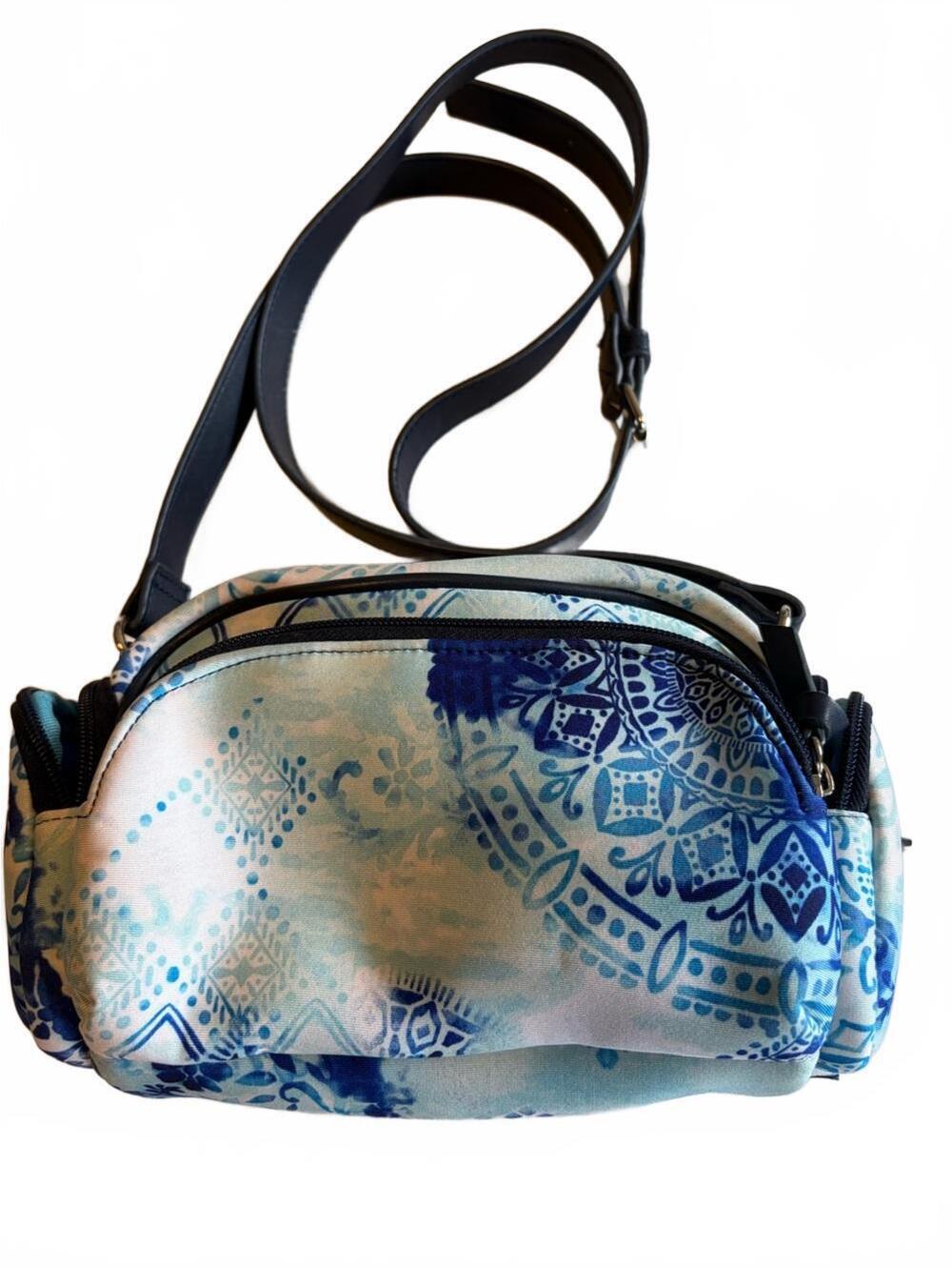 Blue White Patterned Crossbody Bag | Geometric Print | Everyday Casual Purse